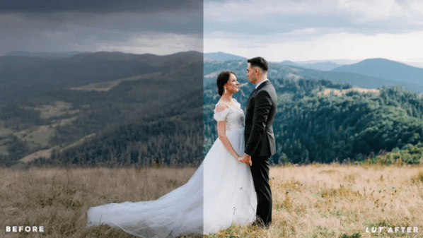 Before/After wedding LUT comparison